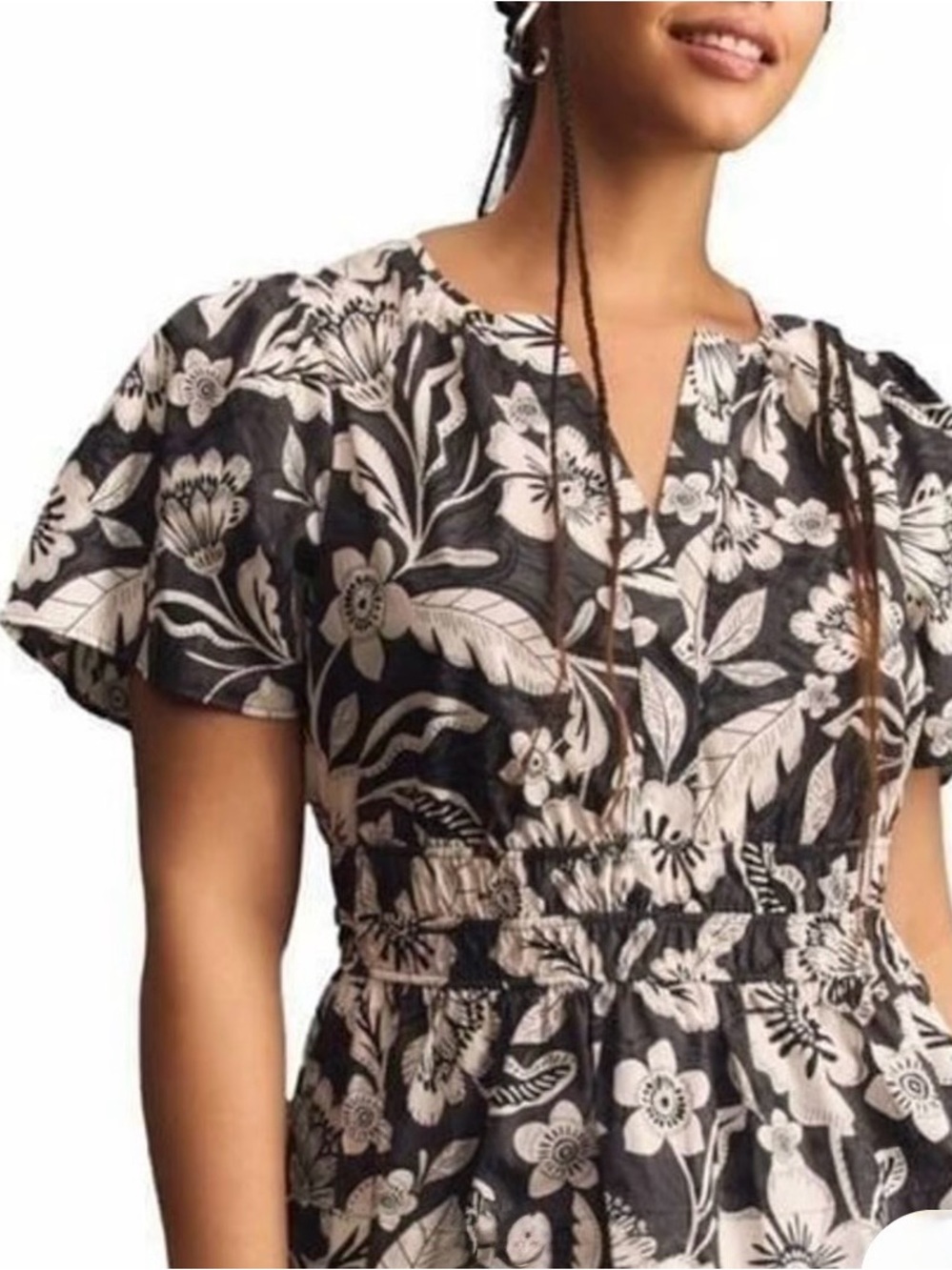 Anthropologie NWOT Somerset Blouse tropical black/white floral top. - Picture 2 of 6